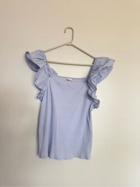 a new day Light Blue Ruffle Strap Tank Top
